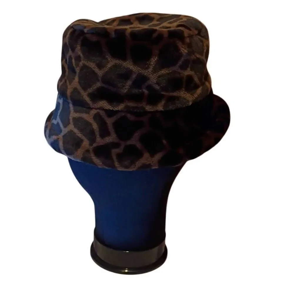 La Maison De La Fausse Fourrure Paris Vintage Fuzzy Leopard Polka Dot Bucket Hat